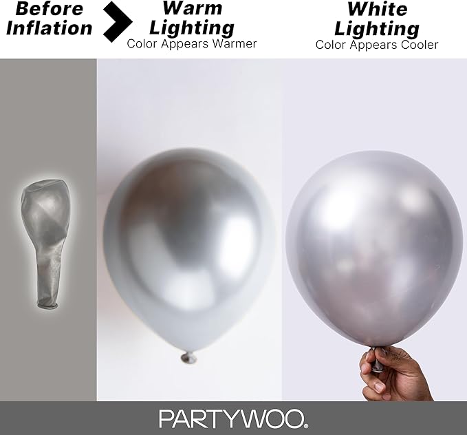 PartyWoo G102 Silver Metallic Balloons | Balloons - Image 3