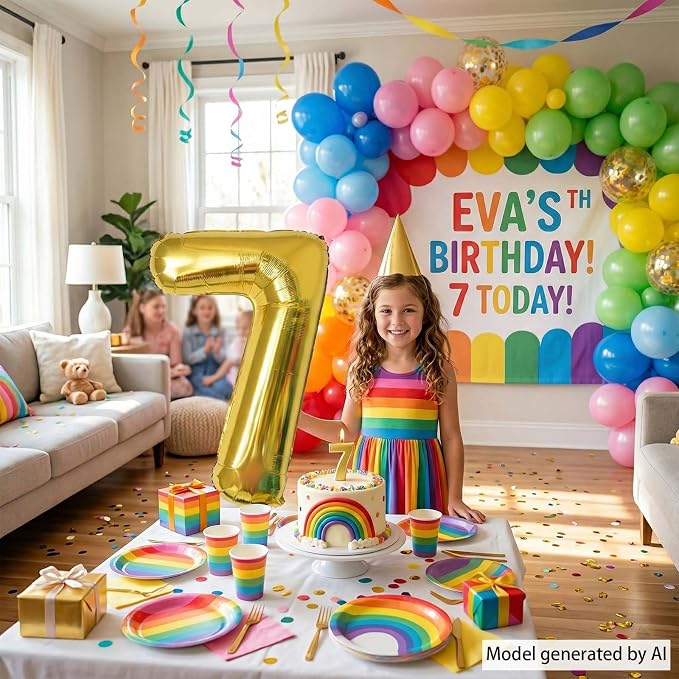 Gold Number 7 Balloon 40 Inch, Shiny Gold Foil Decor - Image 6