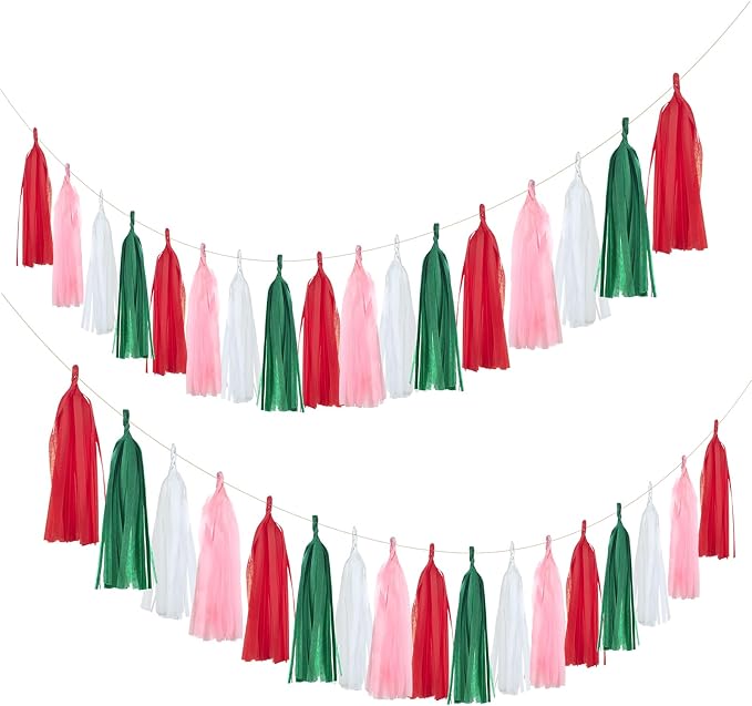 Meetppy 20PCS Tissue Tassel Garland DIY Hanging Paper Decorations Strawberry - Image 2