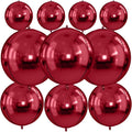 10Pcs Red Round Foil Balloons, Metallic Silver Dark Red Foil Baloon by FunHot