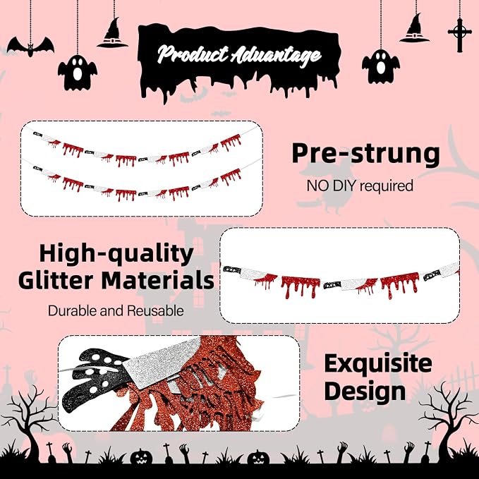 Glitter Knife Blood Drop Banner - Image 4