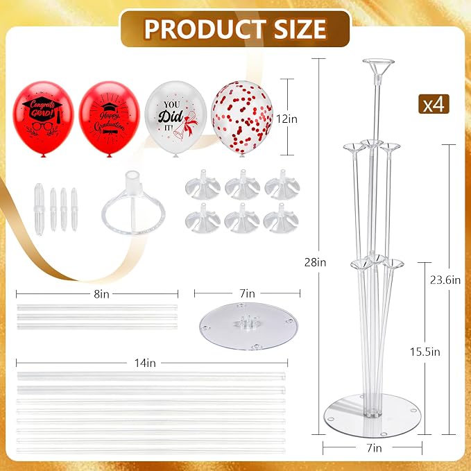 Foilswirl 4 Sets Graduation Party Balloons 2026 Congrats Grad Table - Image 3