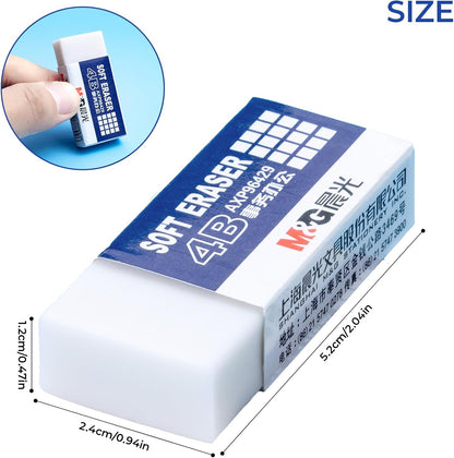 M&G 30 Pack Large Erasers Pencil Erasers, 4B White Rubber Eraser Rectangular Bulk for Kids School Students Office, Art Erasers for Drawing