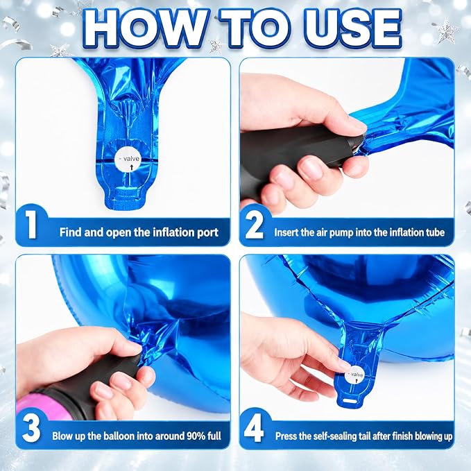 10Pcs Blue Round Foil Balloons, Metallic Light Blue Foil Baloon - Image 3