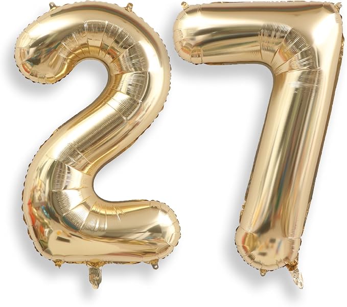 AULE 40 Inch Light Gold 27 Balloon Number Foil 0-9 Birthday Big Numbers | by AULE