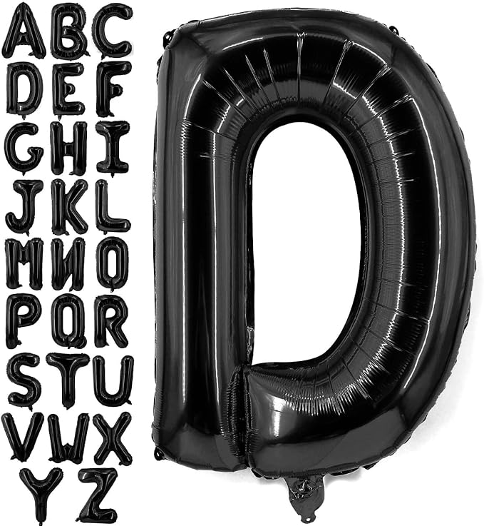 Lovoir 40 Inch Large Black Letter D Balloons Big Size Jumbo Mylar Foil Helium by Lovoir