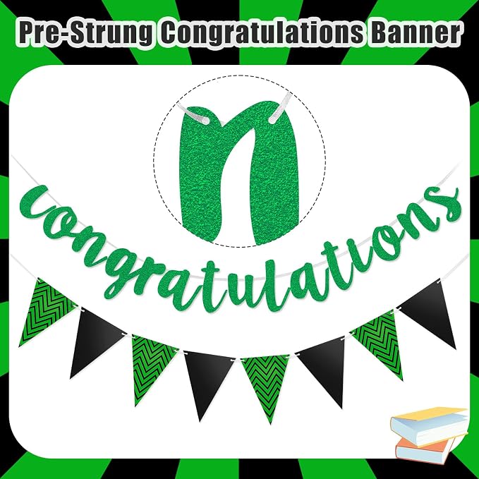 Boao Pre-strung Congratulations Banner Sign Glitter Congratulation Banner 10 ft - Image 2