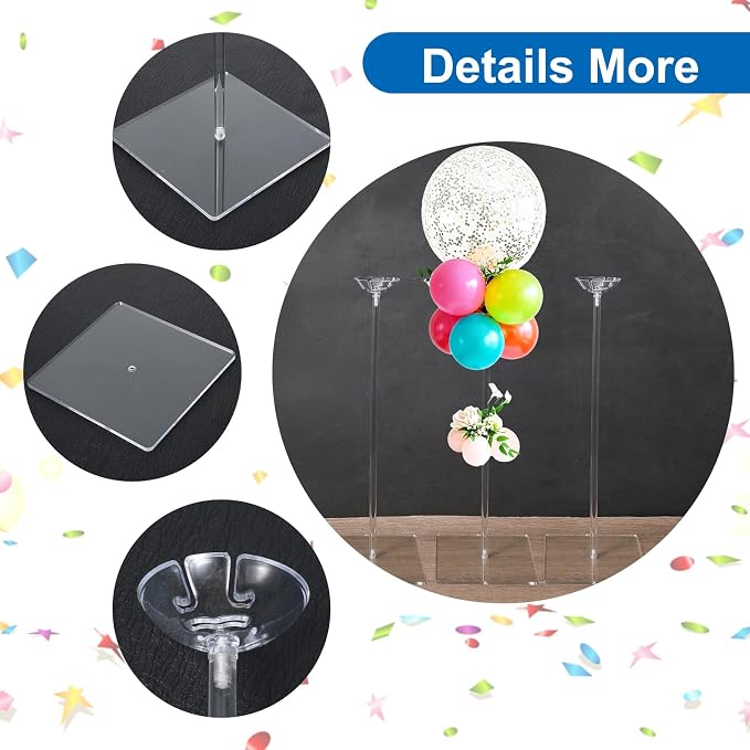 5 Pcs Clear Acrylic Balloon Stand, 15.7 Inch Tabletop Balloon Holder - Image 3