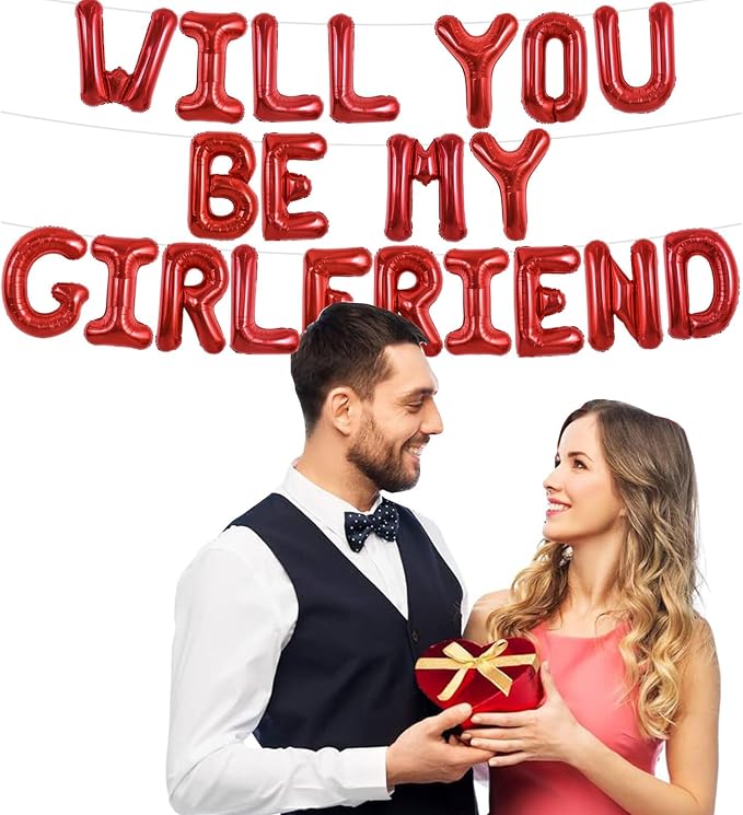 TONIFUL 16 Inch Red Will You Be My Girlfriend Letter Balloons Be My Girlfriend - Image 5