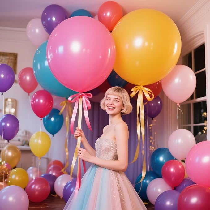 18 Inch Assorted Colors Big Balloon 12 Pack Large Latex Party Balloons Round - Image 6