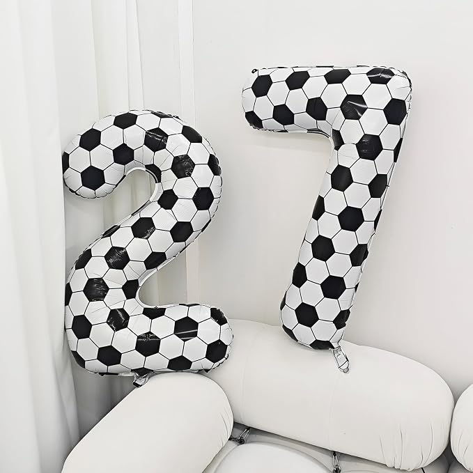 Black White Soccer Number 3 Balloon 3nd Birthday Decoration 40in 3 Balloon | - Image 4