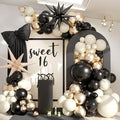Black White Gold Balloon Garland Kit by Govpy