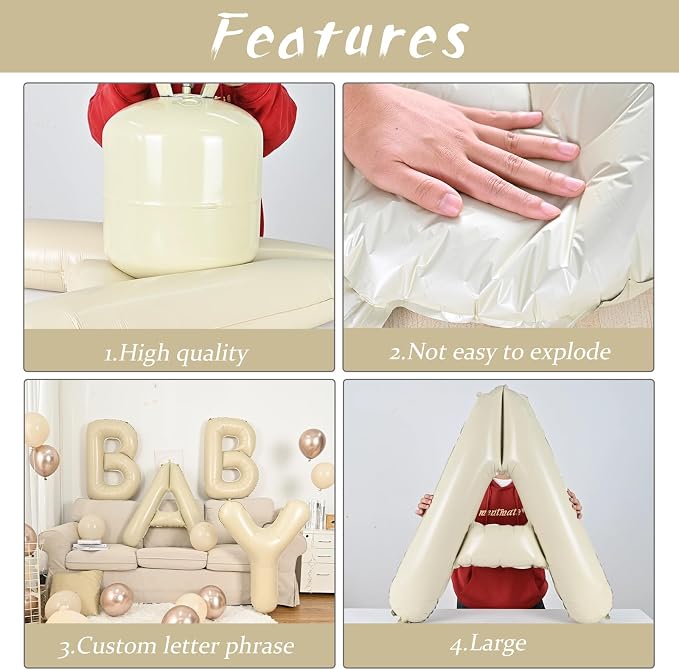 Biapian 40 Inch Ampersand Balloons, Cream Symbol & Foil Balloon, Big Single - Image 8
