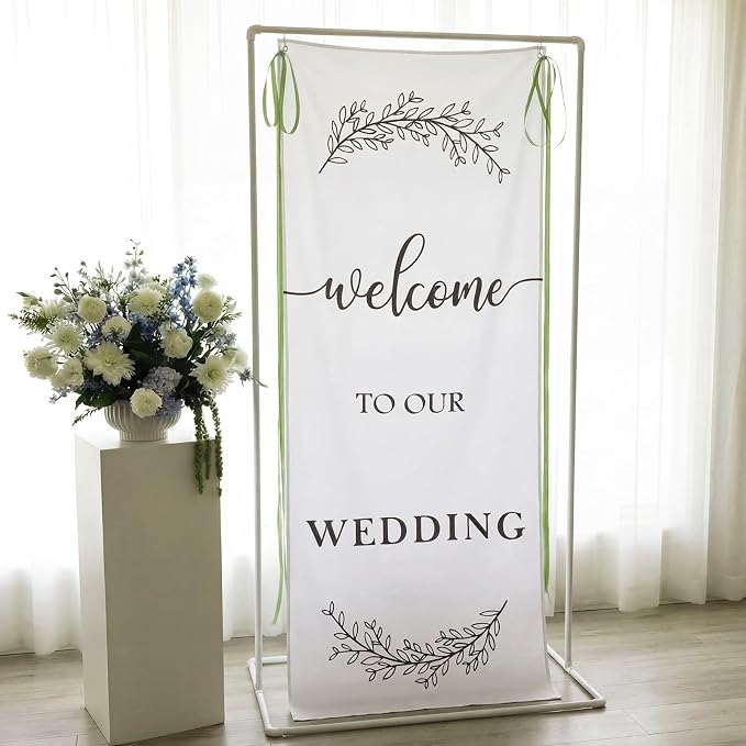 Yousoontic Welcome to Our Wedding Linen Rustic Wedding Welcome Banner Plain - Image 3