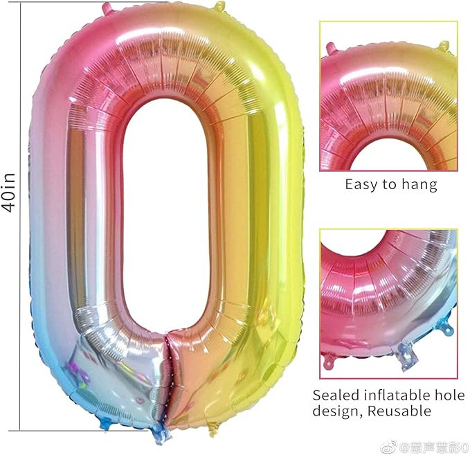 40 Inch Number Balloons 0-9 Rainbow Gradient Large Number 10 Balloons, Digital - Image 3
