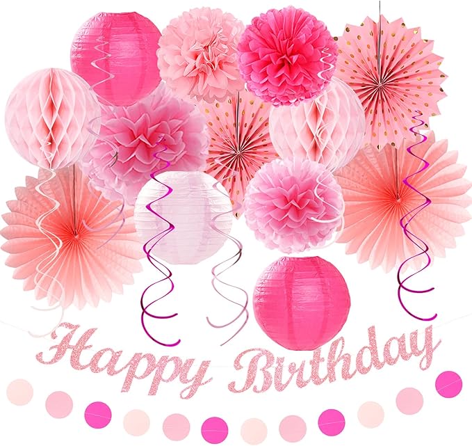 Light Hot Pink Birthday Party-Decorations by Huglony