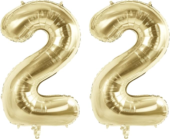 Number 22 Balloons for 22nd Birthday Party Decorations, 40 Inch 0-100 by Joycard