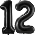 Black 12 Balloon Number, 40 Inch Number 12 Balloon Large Black Foil Mylar by BBPOOL