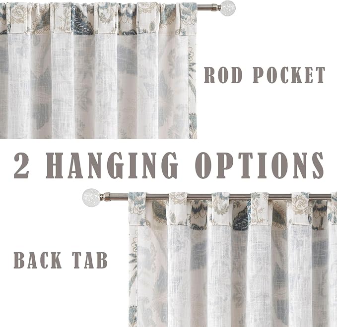 Kayne Studio Blue Grey Floral Botanical Rod Pocket Light Filtering Curtains | - Image 4