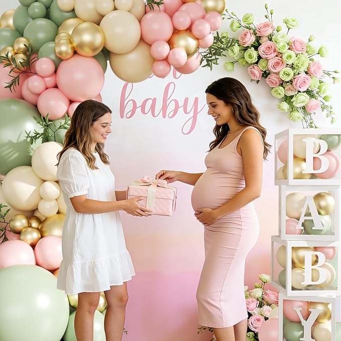 CROSSFINGERS Pink and Green Baby Shower Decorations - Image 4