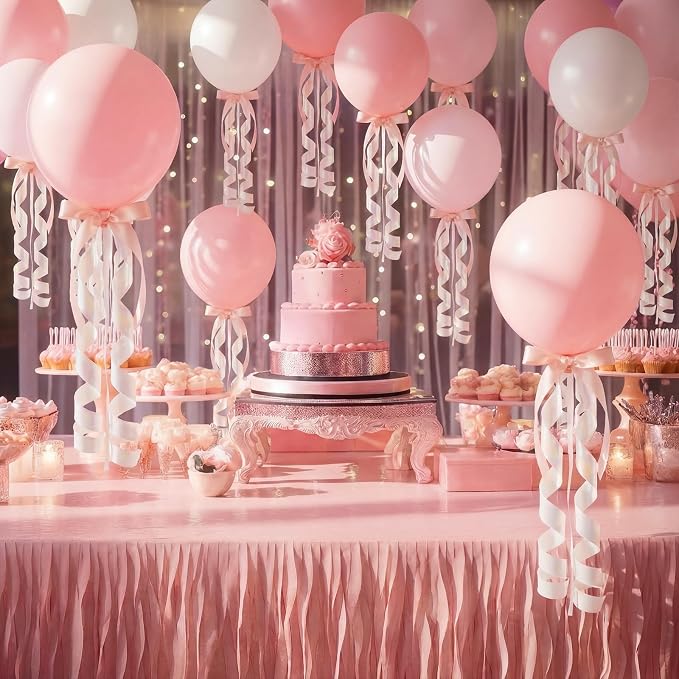 Gejoy 60 Pcs Pink Bow Birthday Party Decoration Set 12inch Pastel Balloons | - Image 2