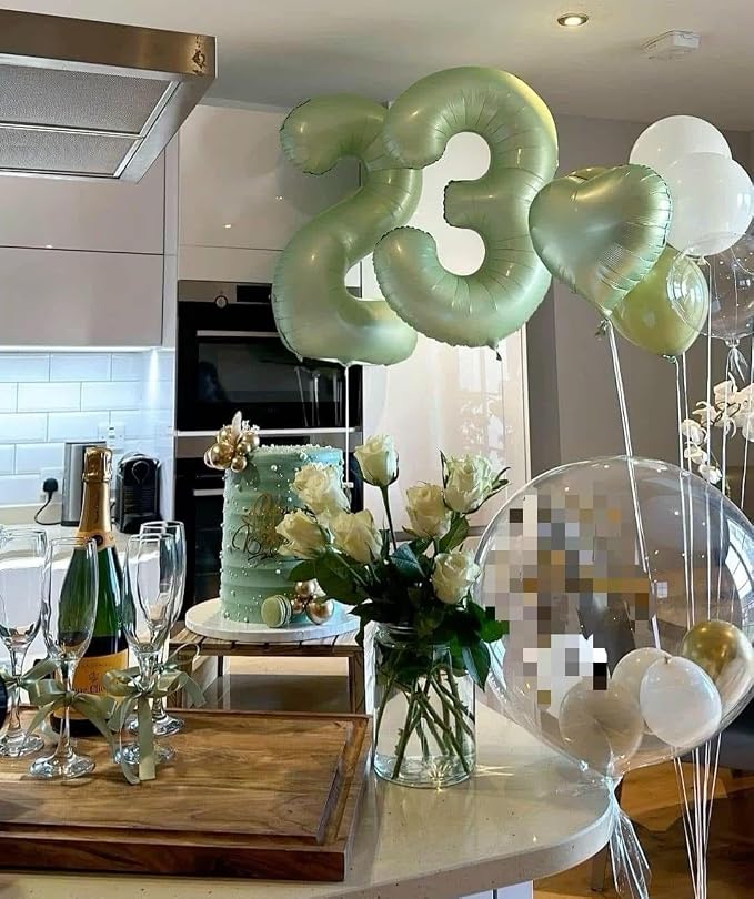 Sage Green Number 2 Balloon 40 inch, 2nd Birthday Party Balloons Decorations | - Image 7
