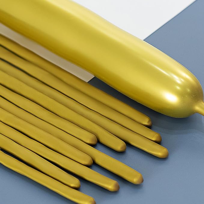 260 Balloons Metallic Gold, Thickened 100 Pack Long Balloons Twisting Skinny by VHUWE