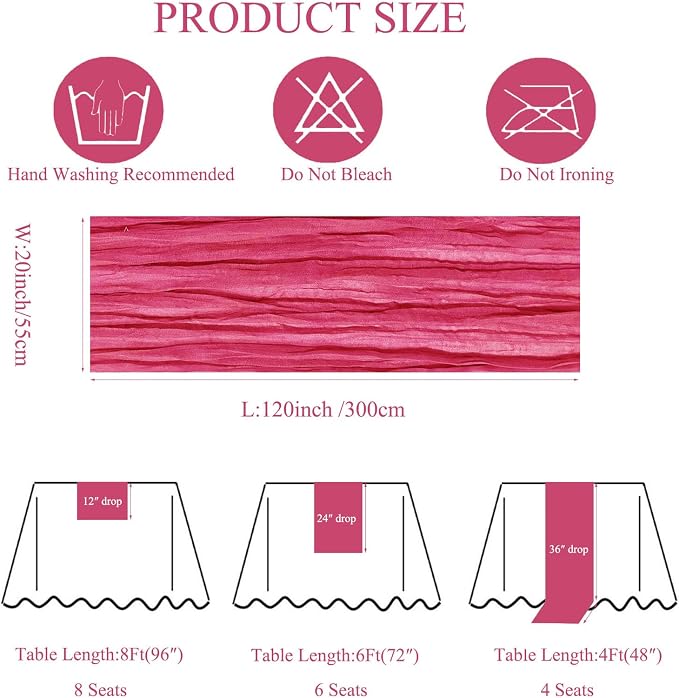 12Pack Hot Pink Cheesecloth Table Runner 20 x 120 inch Gauze Table Runner | - Image 2
