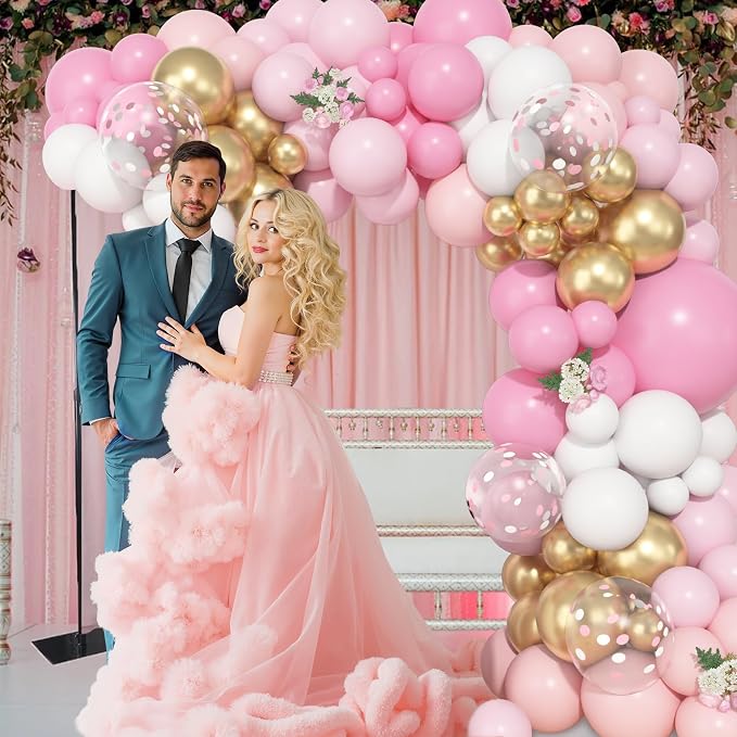 157Pcs Pink and White Balloons Garland Arch Kit Different Size | Pastel Pink - Image 6