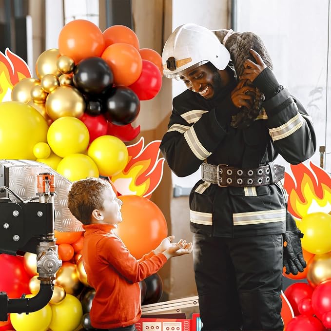 Red Yellow Black Balloon Arch, Fire Truck Balloon Garland - Image 6
