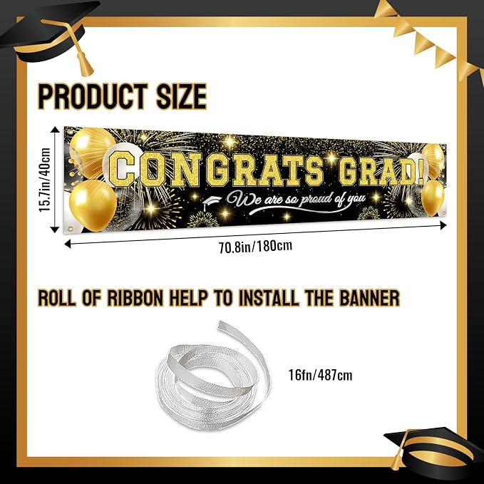 Class of 2026 Graduation Banner, Congrats Grad Yard Sign Outdoor Decoration - Image 2