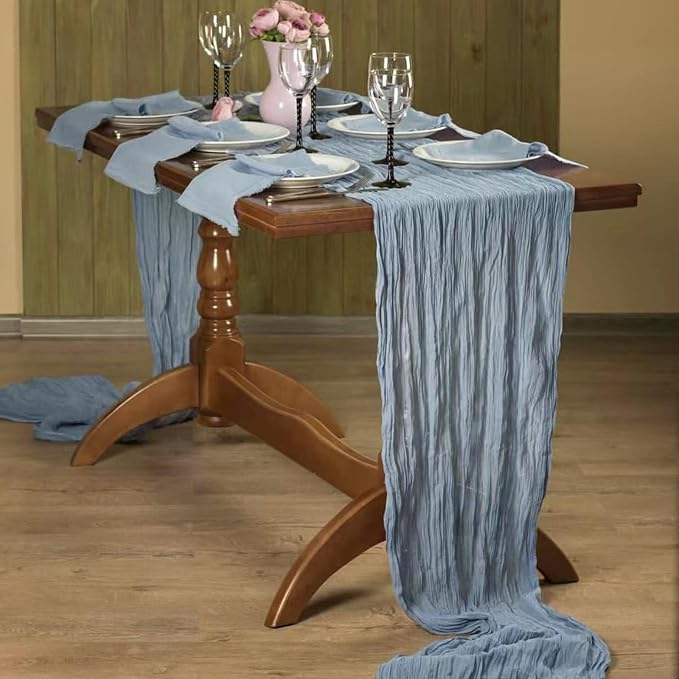 12Pack Dusty Blue Cheesecloth Table Runner 20x120 inch Gauze Table Runner | - Image 3