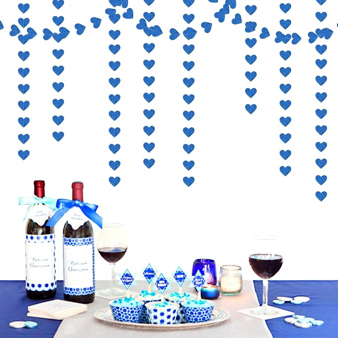 Royal Blue Party-Decoration Heart Garland - 52ft 21st Birthday Bachelorette - Image 5