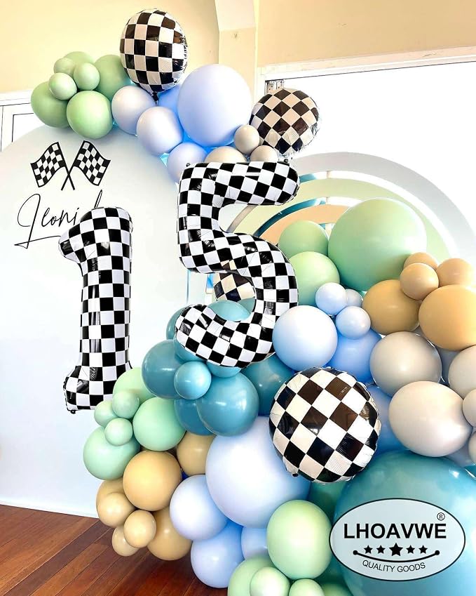 LHOAVWE Number 30 Checkered Balloons 40 Inch Giant Race Car Checkered 30 Number - Image 7