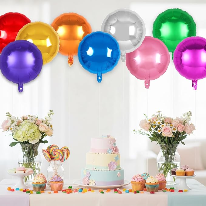 20 Pcs Colorful Round Balloons, 18 Inch Round Shaped Foil Balloon, Giant Circle - Image 3