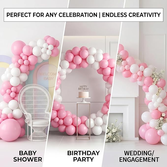60pcs Pink and White Balloons, 12 Inch Pastel Pink White Balloons - Image 6