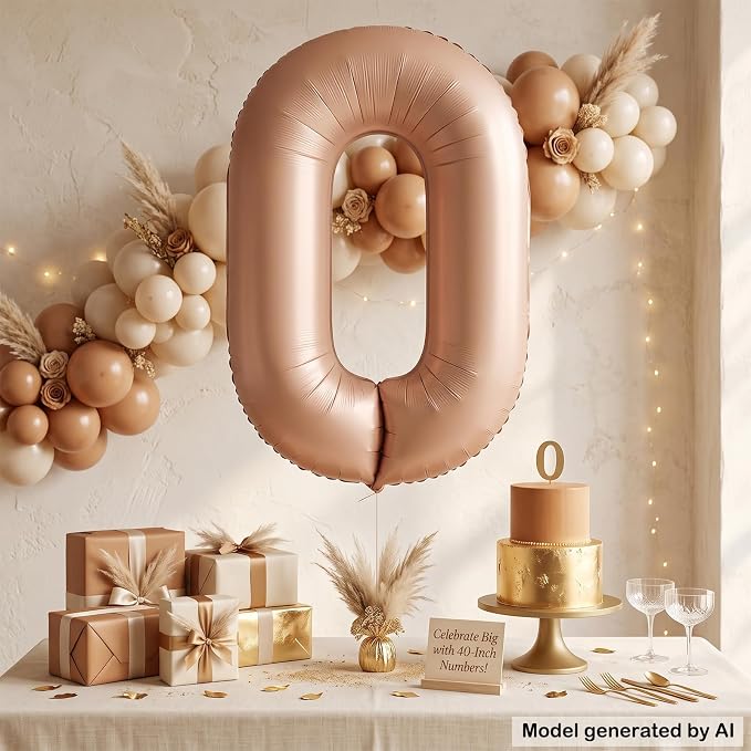 40 Inch Caramel Foil Number 0 Balloon - Image 3