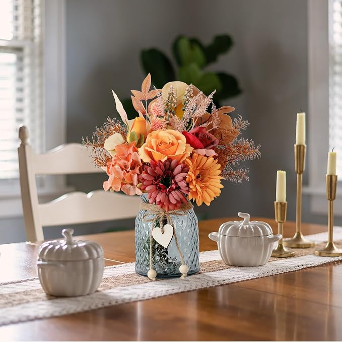 Leftover Fake Fall Flowers in Vase, Fall Silk Flower Arrangements, Fall - Image 7