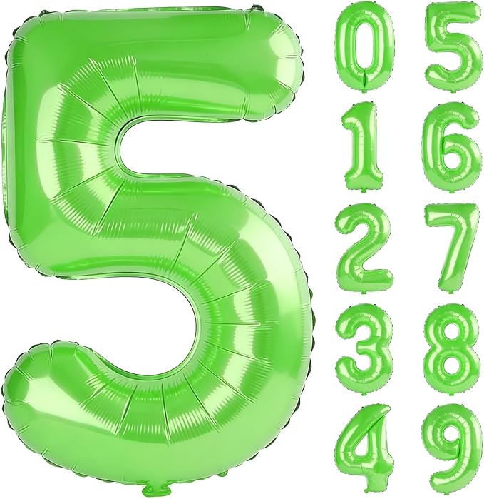 40 Inch Number 5 Balloons for 5th Birthday Party Decorations, 0-100 Fruit Green by FOBELEC