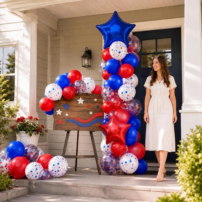 Red White Blue Balloons for Patriotic Decor | 12 Inch Red White Blue Confetti - Image 6