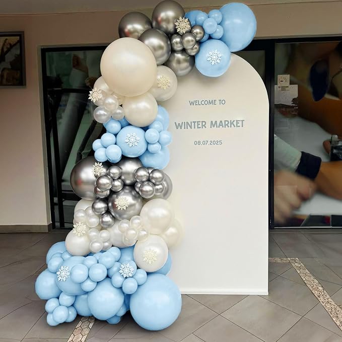 Blue and White Balloons, 12 Inch Baby Light Pastel Blue Pearl White Silver - Image 5