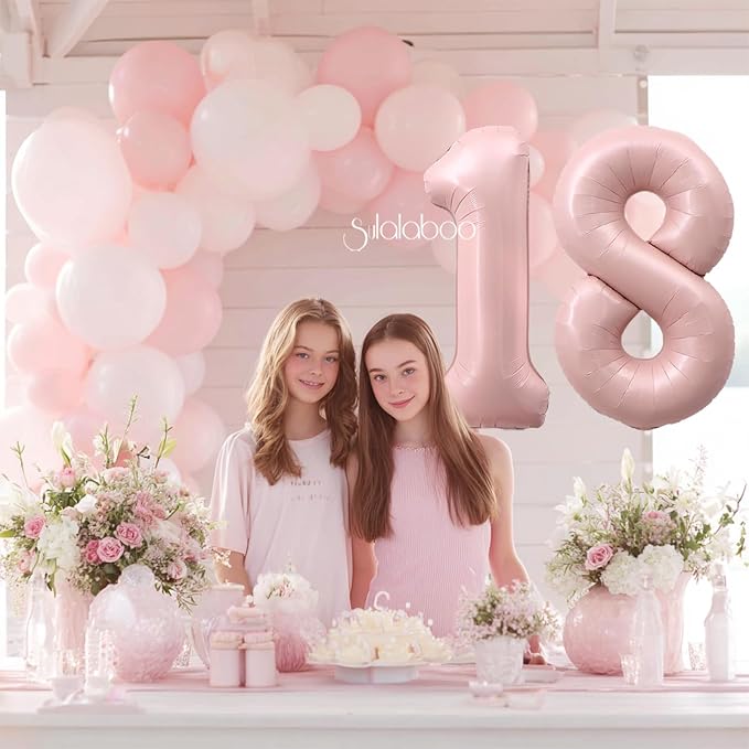 40 Inch Light Pink Number 18 Balloon 0-9 18th Foil Big Giant | Digital - Image 3