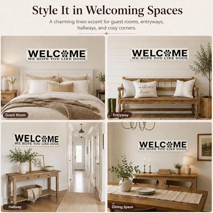 Welcome Hanging Banner, Dog Wall Decor Banner, Rustic Welcome Sign - Image 2