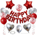 27 Pcs Red Silver Birthday Decorations, 3D Letters Red Happy Birthday Balloon by WEIKA