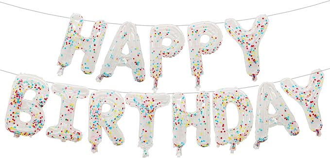 Happy Birthday Letter balloon banner, 16-inch Happy Birthday | clear sequined - Image 4