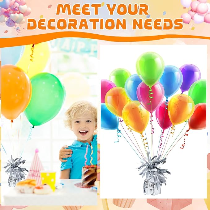 8 Pcs Silver Metallic Balloon Weights Holder Anchors Balloon Holder Weights - Image 6
