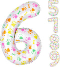 40 Inch Multi-color Dog Paw Balloons, Numeral 6 Birthday Balloons by AXBMM