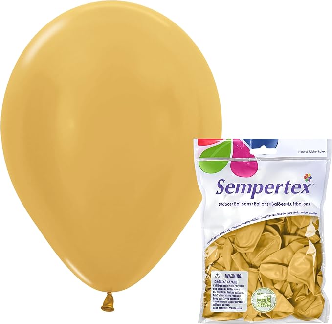 Sempertex Metallic Gold Balloons, 11 Inch, vibrant color, by Sempertex