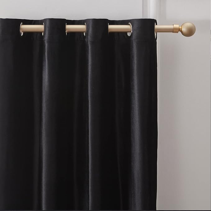BULBUL Velvet Black Blackout Curtains 90 inch Long - Image 2