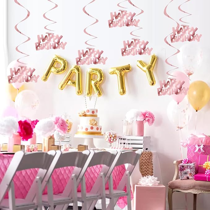 BEISHIDA 12 Pcs Happy Birthday Hanging Swirl Decorations, Birthday Party - Image 6